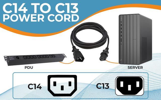 Alt view image 6 of 7 - CableLeader 10ft IEC-320 C13 to C14 Heavy-Duty Power Extension Cord 18 AWG 10A/250V SJT, Computer to PDU CPU Power Extension Cable, PC Power Cable, UL Listed, Black