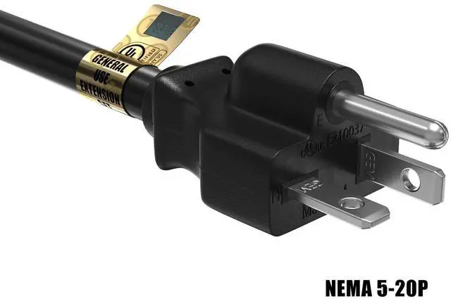 Alt view image 2 of 6 - CableLeader 6ft Heavy-Duty NEMA 5-20P to NEMA 5-20R 12 AWG Extension Power Cord
