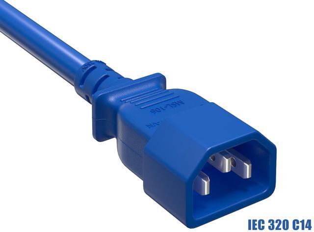 Alt view image 2 of 5 - Cable Leader 14 AWG 2 ft Extension Power Cable IEC320 C13 to IEC320 C14, 15 Amp, 250 Volt, Computer, PDU, UPS, Blue Power extension Power Cord