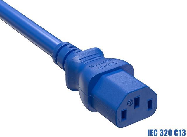 Alt view image 3 of 5 - Cable Leader 14 AWG 2 ft Extension Power Cable IEC320 C13 to IEC320 C14, 15 Amp, 250 Volt, Computer, PDU, UPS, Blue Power extension Power Cord