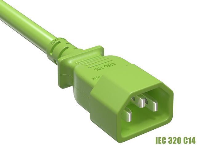 Alt view image 2 of 5 - Cable Leader 14 AWG 6 ft Extension Power Cable IEC320 C13 to IEC320 C14, 15 Amp, 250 Volt Green Computer, PDU, UPS, Power extension Power Cord