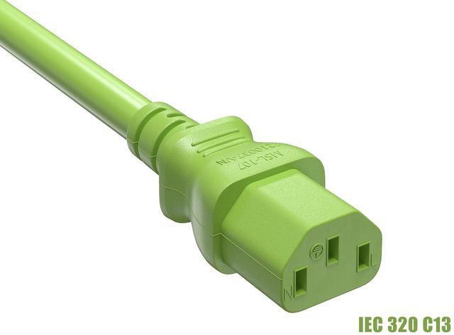 Alt view image 3 of 5 - Cable Leader 14 AWG 6 ft Extension Power Cable IEC320 C13 to IEC320 C14, 15 Amp, 250 Volt Green Computer, PDU, UPS, Power extension Power Cord
