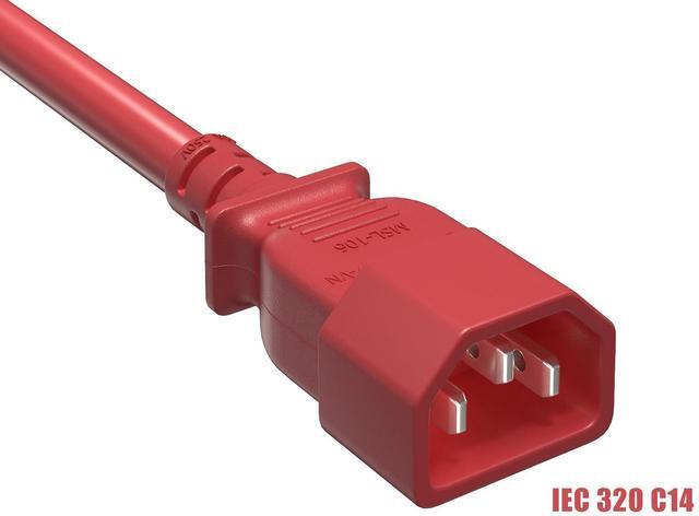 Alt view image 2 of 5 - Cable Leader 14 AWG 6 ft Extension Power Cable IEC320 C13 to IEC320 C14, 15 Amp, 250 Volt, Computer, PDU, UPS, Red Power extension Power Cord