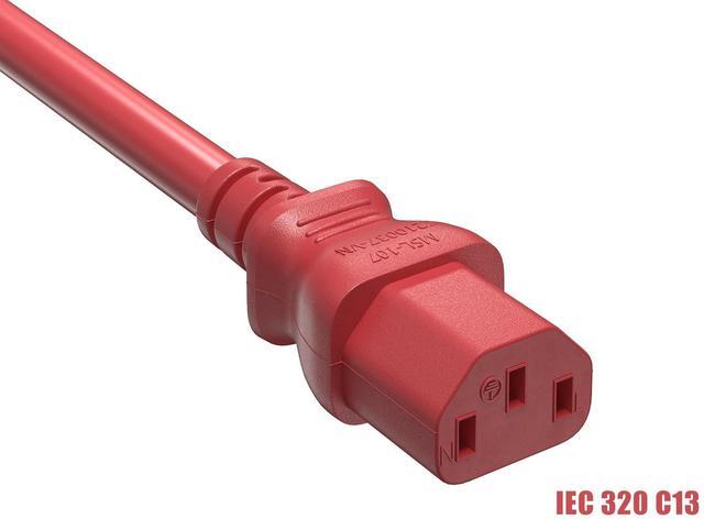 Alt view image 3 of 5 - Cable Leader 14 AWG 6 ft Extension Power Cable IEC320 C13 to IEC320 C14, 15 Amp, 250 Volt, Computer, PDU, UPS, Red Power extension Power Cord