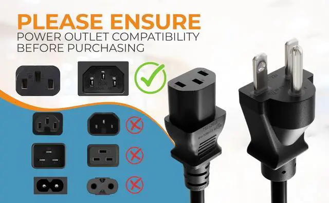 Alt view image 5 of 7 - cable leader 14 awg 15a 250v power cord (nema 6-15p to iec 320 c13) ul listed (15 foot (1 pack))
