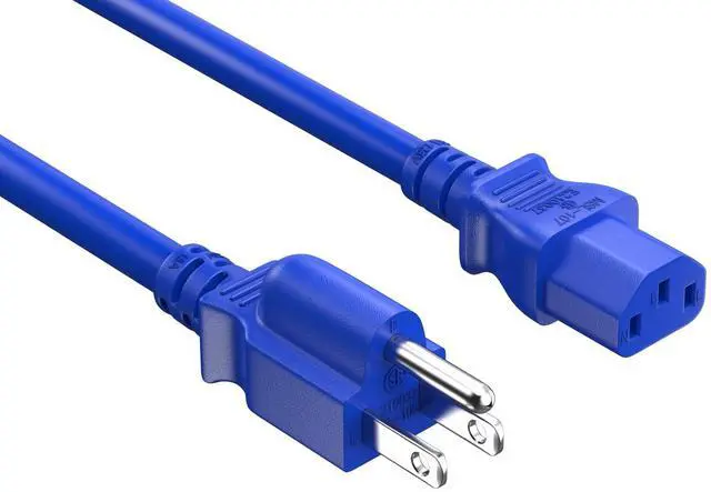 Main image of CableLeader 1ft 18 AWG Universal Power Cord IEC320 C13 to NEMA 5-15P, Extension Power Cord, Compatible with Computers, Monitors, Printers & TVs, Blue