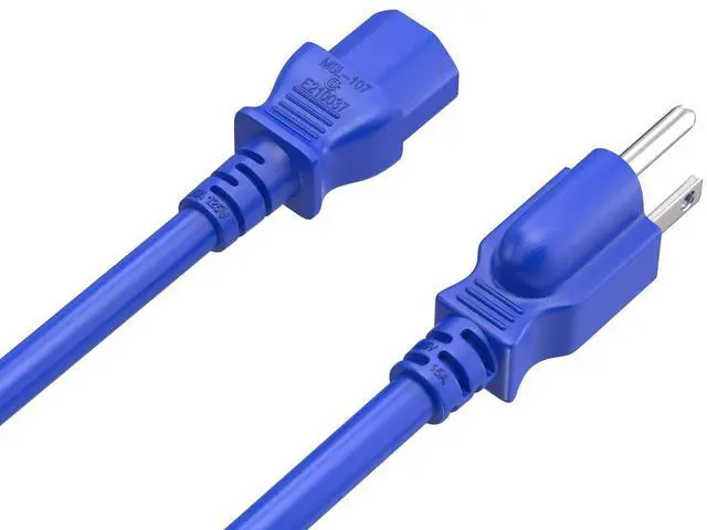 Alt view image 2 of 7 - CableLeader 1ft 18 AWG Universal Power Cord IEC320 C13 to NEMA 5-15P, Extension Power Cord, Compatible with Computers, Monitors, Printers & TVs, Blue