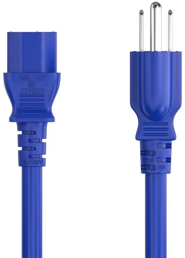 Alt view image 3 of 7 - CableLeader 1ft 18 AWG Universal Power Cord IEC320 C13 to NEMA 5-15P, Extension Power Cord, Compatible with Computers, Monitors, Printers & TVs, Blue