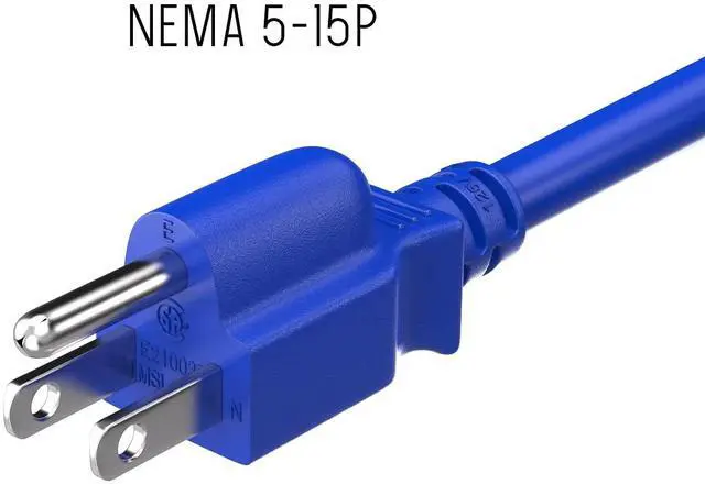 Alt view image 2 of 6 - Cable Leader 3ft 18 AWG Universal Power Cord IEC320 C13 to NEMA 5-15P, Blue