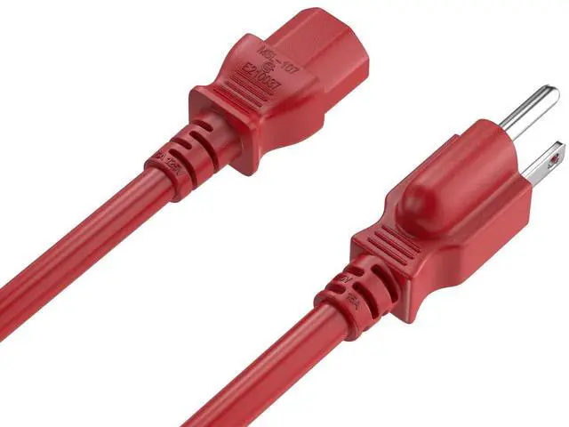Alt view image 2 of 7 - CableLeader 4ft 18 AWG Universal Power Cord IEC320 C13 to NEMA 5-15P  Extension Power Cord  Compatible with Computers  Monitors  Printers & TVs  Red