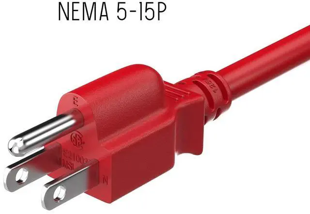 Alt view image 4 of 7 - CableLeader 4ft 18 AWG Universal Power Cord IEC320 C13 to NEMA 5-15P  Extension Power Cord  Compatible with Computers  Monitors  Printers & TVs  Red