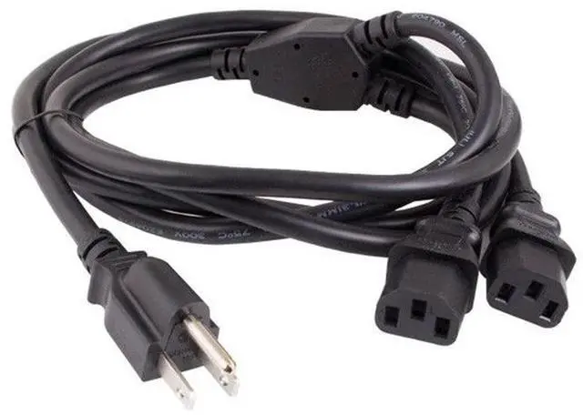 Alt view image 4 of 4 - CableLeader 10ft 18 AWG Universal Power Cord Splitter NEMA 5-15P to IEC320 C13 x 2 - Splitter Cord, Y Power Cable, Extension Power Cord, Compatible with Computers, Monitors, Printers & TVs, Black