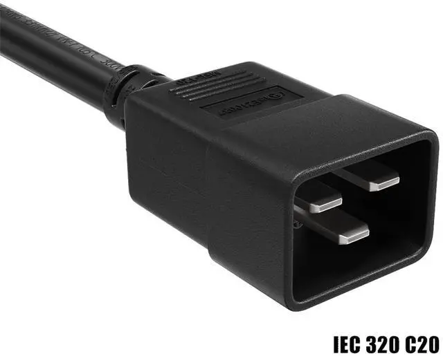 Alt view image 3 of 8 - cable leader 3ft 14 awg 15a 250v power cord (iec320 c20 to iec320 c13), black