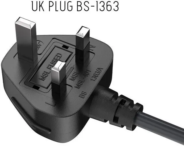 Alt view image 6 of 8 - cable leader 6ft 18 awg england notebook power cord, polarized, with fuse iec320c5 to uk plug bs13631/a
