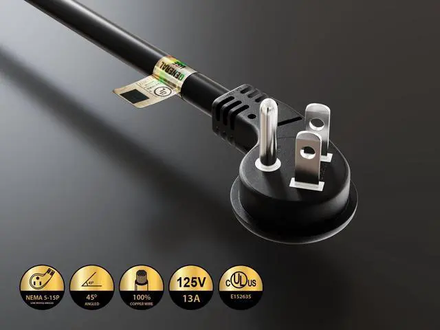 Alt view image 3 of 8 - cable leader 14 inches ultra low profile power extension cord splitter cable 16 awg, 2 nema 5-15r to 1 nema 5-15p