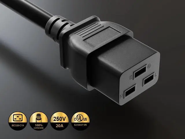 Alt view image 4 of 7 - cable leader 12 awg 20a 250v heavy-duty power cord (nema l6-20p to iec 320 c19) ul listed (6 foot (1 pack))