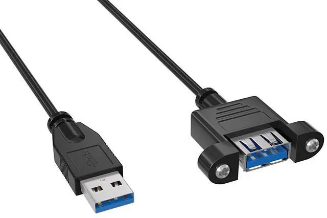 Alt view image 2 of 5 - Cable Leader 6ft USB 3.0 Panel-Mount Type A Male to Type A Female Cable