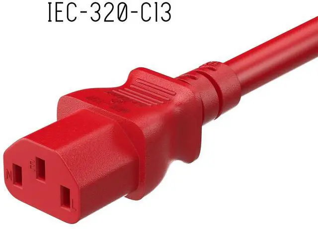 Alt view image 3 of 6 - Cable Leader 10ft 18 AWG Universal Power Cord IEC320 C13 to NEMA 5-15P, Red