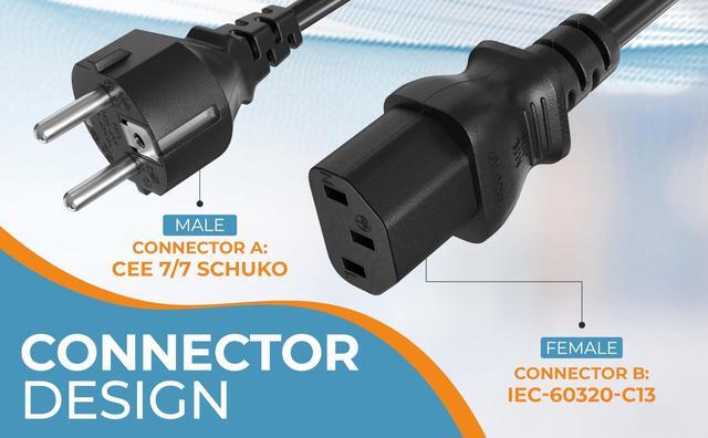 Alt view image 5 of 7 - Cable Leader 6 ft 18 AWG European Schuko Power Cord CEE 7/7 to IEC320 C13