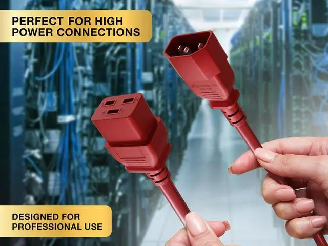 Alt view image 4 of 5 - CableLeader 2ft 14 AWG 15A 250V Power Cord IEC320 C14 to IEC320 C19 UL Listed, Red