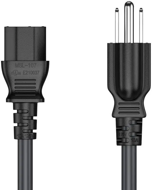 Alt view image 2 of 7 - CableLeader 3ft 16 AWG Universal Power Cord IEC320 C13 to NEMA 5-15P, Extension Power Cord, Compatible with Computers, Monitors, Printers & TVs, Pack of 1