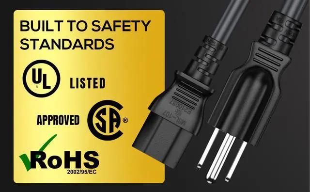 Alt view image 6 of 7 - CableLeader 3ft 16 AWG Universal Power Cord IEC320 C13 to NEMA 5-15P, Extension Power Cord, Compatible with Computers, Monitors, Printers & TVs, Pack of 1