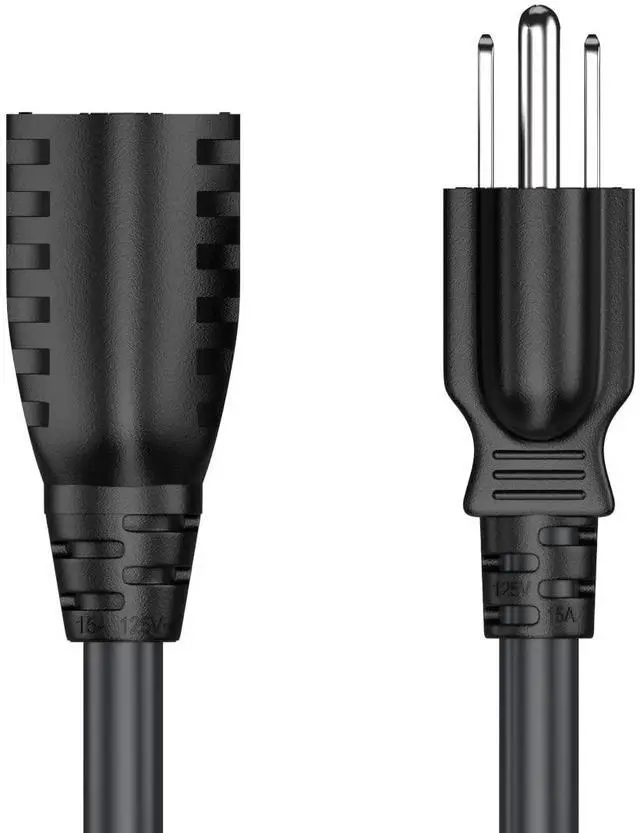 Alt view image 2 of 7 - CableLeader 1ft NEMA 5-15P to 5-15R Heavy Duty Power Extension Cord, 14AWG SJT 15A/125V, Outlet Extension Power Cable, NEMA 5-15R to NEMA 5-15P AC Power Cord, UL Listed, Black