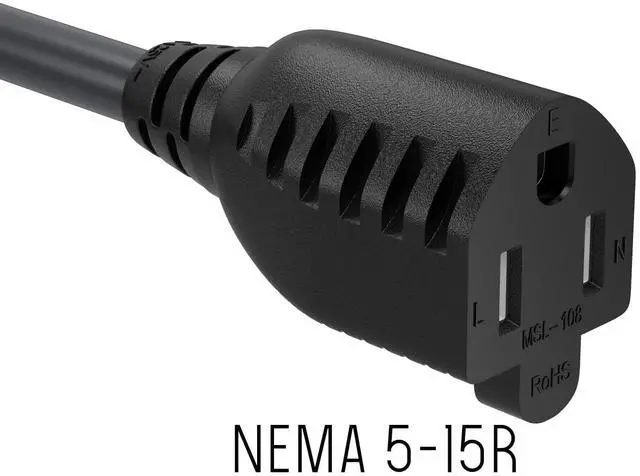 Alt view image 4 of 7 - CableLeader 1ft NEMA 5-15P to 5-15R Heavy Duty Power Extension Cord, 14AWG SJT 15A/125V, Outlet Extension Power Cable, NEMA 5-15R to NEMA 5-15P AC Power Cord, UL Listed, Black