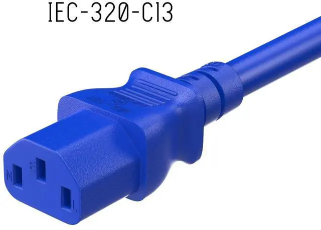 Alt view image 3 of 6 - Cable Leader 3ft 18 AWG Universal Power Cord IEC320 C13 to NEMA 5-15P, Blue