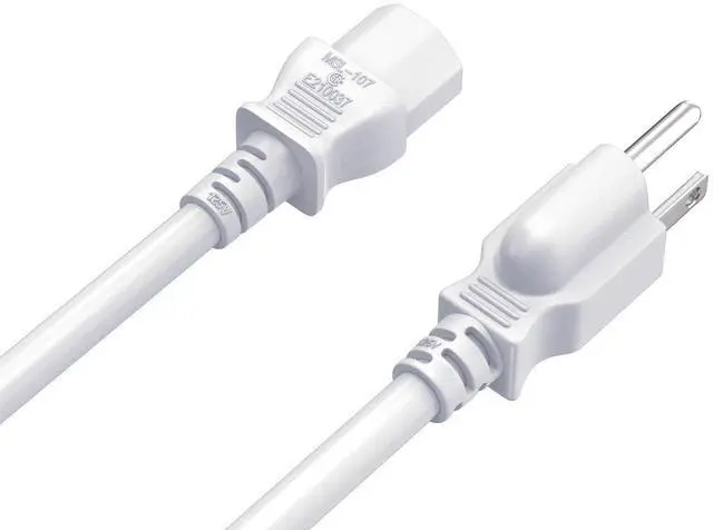 Alt view image 2 of 6 - CableLeader 2ft 18 AWG Universal Power Cord IEC320 C13 to NEMA 5-15P, Extension Power Cord, Compatible with Computers, Monitors, Printers & TVs, White