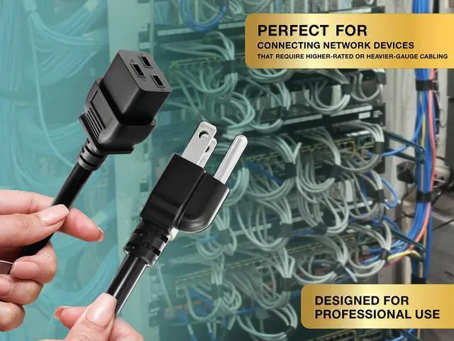 Alt view image 6 of 6 - cable leader 14 awg 15a 125v power cord (nema 5-15p to iec320 c19) ul listed (15 foot (1 pack))