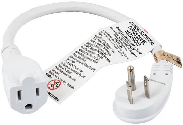 Alt view image 2 of 6 - cable leader 1ft ultra low profile power extension cord nema 5-15p to nema 5-15r (white)