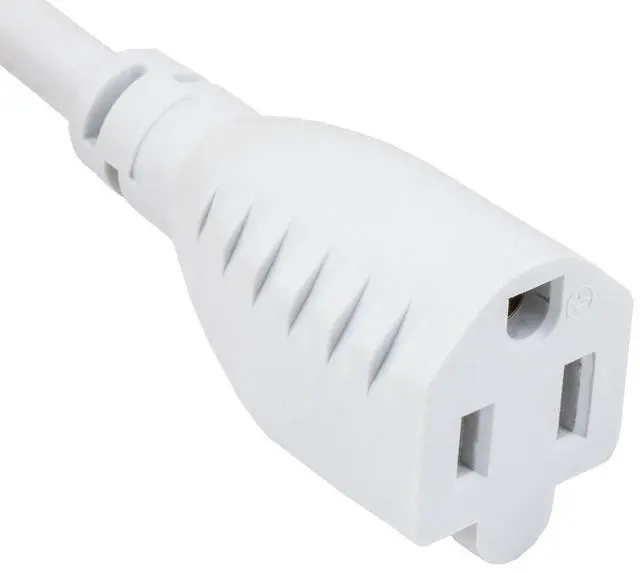 Alt view image 5 of 6 - cable leader 1ft ultra low profile power extension cord nema 5-15p to nema 5-15r (white)