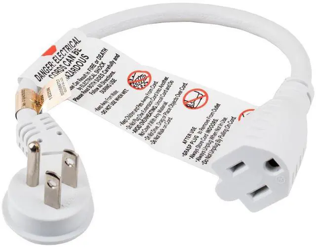 Alt view image 6 of 6 - cable leader 1ft ultra low profile power extension cord nema 5-15p to nema 5-15r (white)