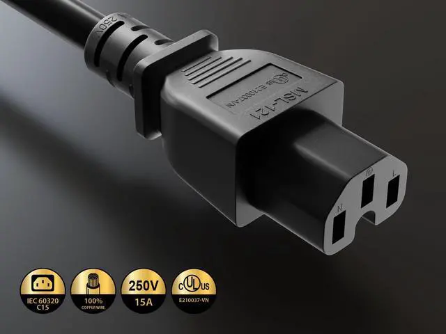 Alt view image 4 of 6 - cable leader 14 awg 15a 250v power cord (iec320 c14 to iec320 c15) ul listed (15 foot (1 pack))
