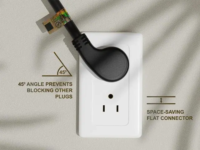 Alt view image 7 of 7 - CableLeader 6ft Ultra Low Profile Power Extension Cord Cable NEMA 5-15P to NEMA 5-15R, UL Listed