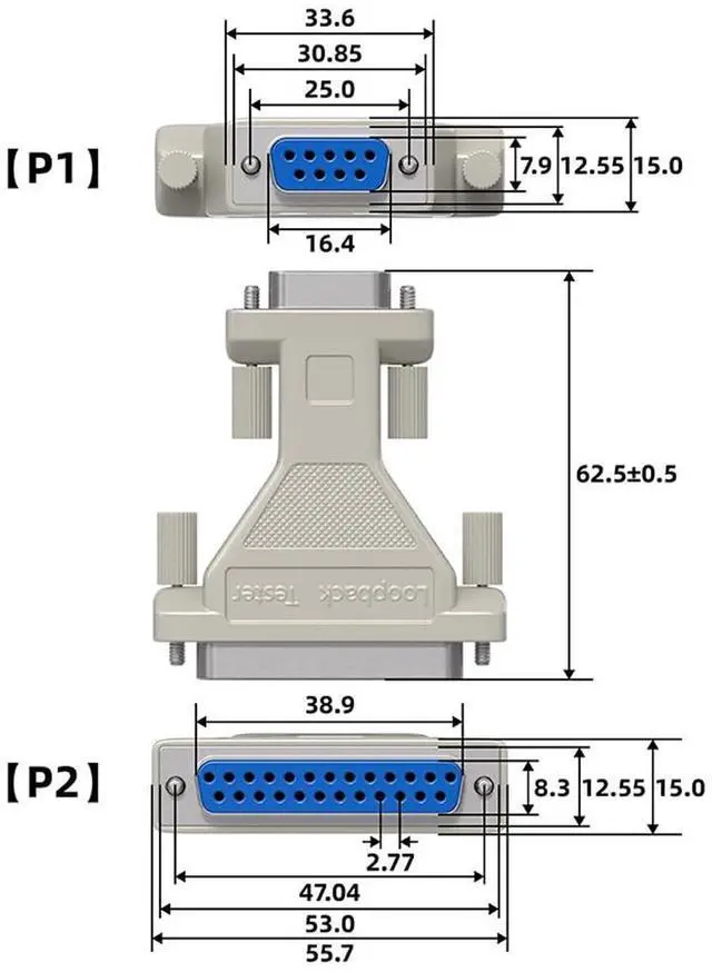 Alt view image 3 of 5 - CableLeader DB9 Female to DB25 Female Serial Loop Back Tester, Serial Loopback Adapter for Serial Port Diagnostics and Troubleshooting, RS-232 Serial Gender Changer, Modem Adapter, 1PC