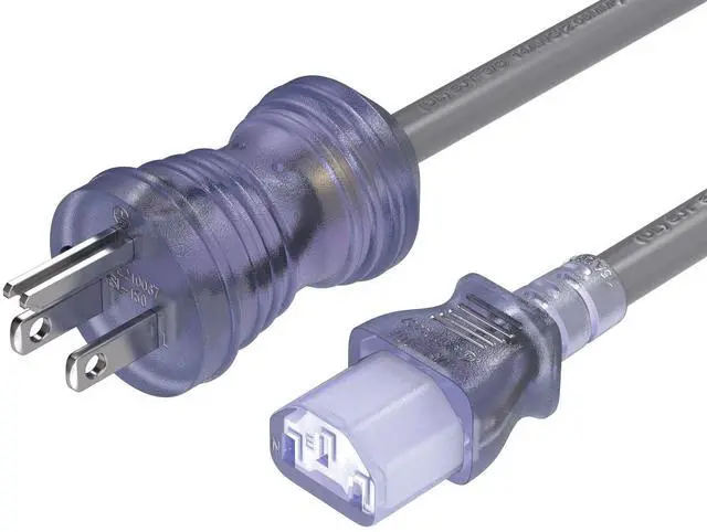 Main image of CableLeader 3ft 16 AWG NEMA 5-15P to IEC320 C13 Hospital Grade Power Cord, 13A/125V, SJT, Green Dot Medical Power Cable for Medical Devices, Computer & Monitor, UL Listed, Clear
