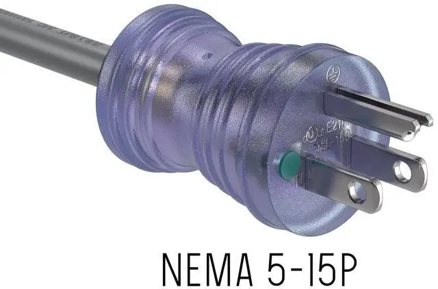 Alt view image 3 of 7 - CableLeader 3ft 16 AWG NEMA 5-15P to IEC320 C13 Hospital Grade Power Cord, 13A/125V, SJT, Green Dot Medical Power Cable for Medical Devices, Computer & Monitor, UL Listed, Clear