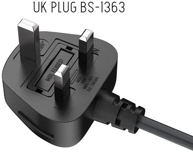 Alt view image 6 of 7 - cable leader 6ft 18 awg england / uk notebook power cord, non-polarized, with fuse (iec-320-c7 to uk plug bs1363-1/a)