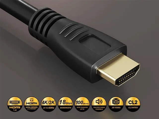 Alt view image 2 of 5 - CableLeader 35ft CL2 Rated High Speed HDMI Cable with Ethernet, 4K Support, 26 AWG, Long HDMI Cable for in Wall Installation, Black