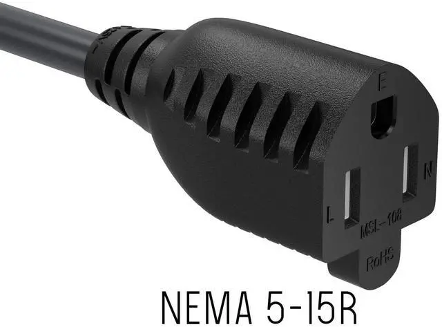 Alt view image 3 of 7 - CableLeader 6ft Extension Power Cord NEMA 5-15P to NEMA 5-15R 3 Prong Power Cable AC Power Cord, UL Listed, 16AWG, Black