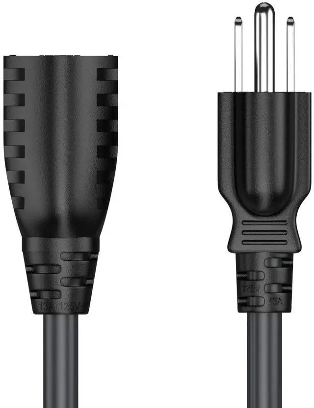 Alt view image 6 of 7 - CableLeader 6ft Extension Power Cord NEMA 5-15P to NEMA 5-15R 3 Prong Power Cable AC Power Cord, UL Listed, 16AWG, Black