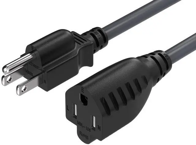 Alt view image 7 of 7 - CableLeader 6ft Extension Power Cord NEMA 5-15P to NEMA 5-15R 3 Prong Power Cable AC Power Cord, UL Listed, 16AWG, Black