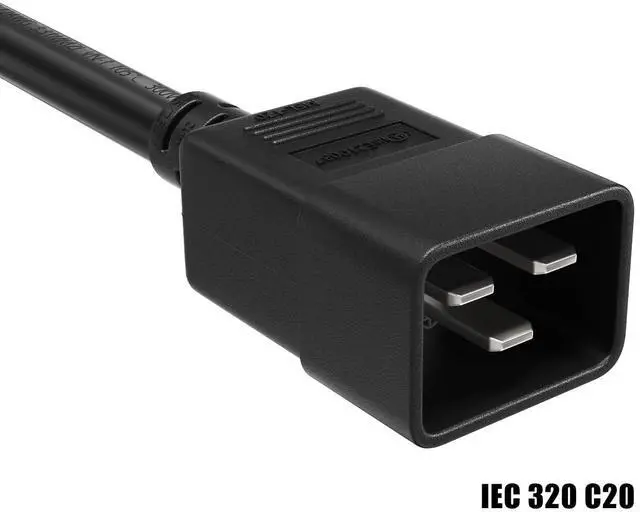 Alt view image 2 of 7 - CableLeader 2ft 12 AWG Heavy Duty Power Cord IEC320 C20 to IEC320 C19, 20A 250V, Extension Cable for PDUs, UPS Systems & Servers, Black