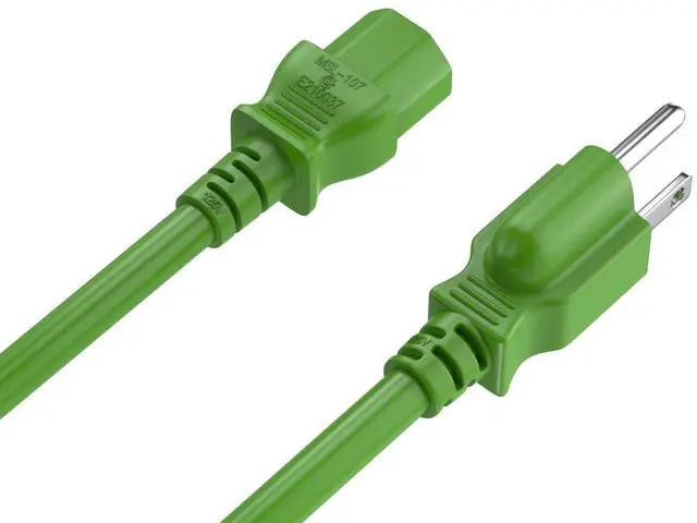 Alt view image 4 of 7 - CableLeader 10ft 18 AWG Universal Power Cord IEC320 C13 to NEMA 5-15P, Extension Power Cord, Compatible with Computers, Monitors, Printers & TVs, Green