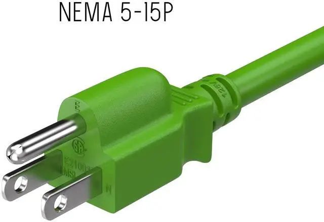 Alt view image 2 of 7 - CableLeader 10ft 18 AWG Universal Power Cord IEC320 C13 to NEMA 5-15P, Extension Power Cord, Compatible with Computers, Monitors, Printers & TVs, Green