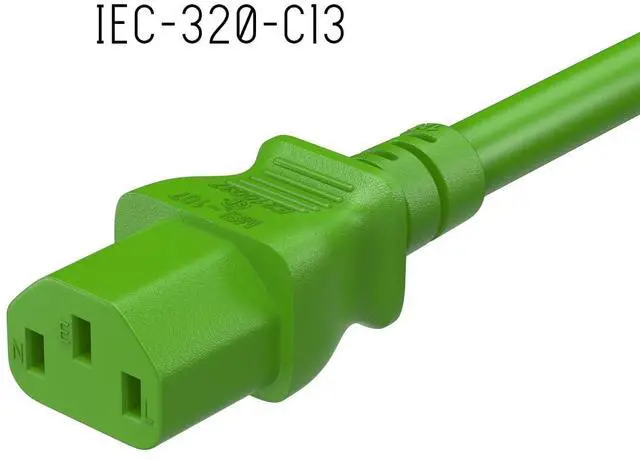Alt view image 3 of 7 - CableLeader 10ft 18 AWG Universal Power Cord IEC320 C13 to NEMA 5-15P, Extension Power Cord, Compatible with Computers, Monitors, Printers & TVs, Green