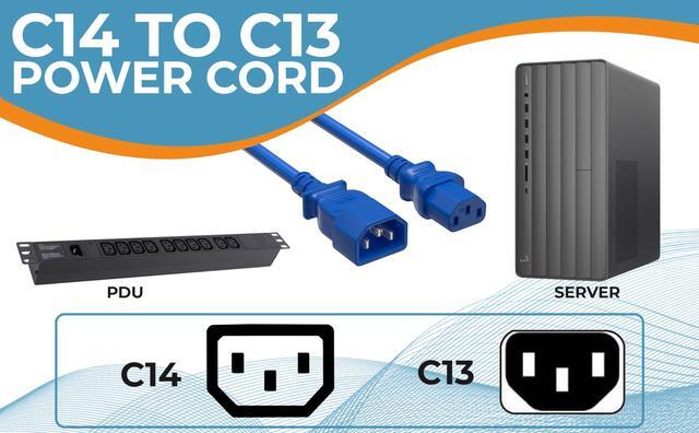 Alt view image 6 of 7 - CableLeader 8ft IEC-320 C13 to C14 Heavy-Duty Power Extension Cord 18 AWG 10A/250V SJT, Computer to PDU CPU Power Extension Cable, PC Power Cable, UL Listed, Blue