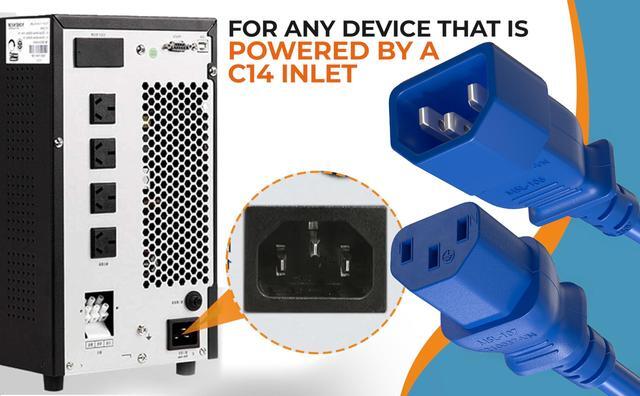Alt view image 7 of 7 - CableLeader 8ft IEC-320 C13 to C14 Heavy-Duty Power Extension Cord 18 AWG 10A/250V SJT, Computer to PDU CPU Power Extension Cable, PC Power Cable, UL Listed, Blue